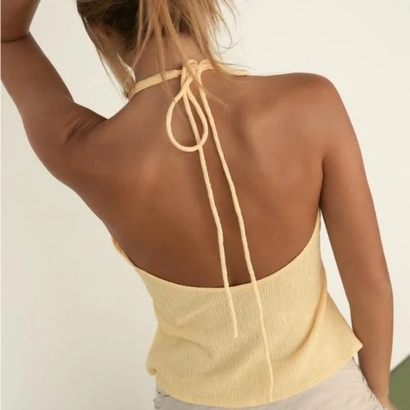 NWT ZARA Textured Fabric Vest Top Sleeveless Button Down Halter neck with Tie - Picture 4 of 9